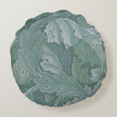 William Morris Acanthus Leaf Teal Blue Pattern ラウンドクッション (裏面)