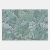 William Morris Acanthus Leaf Teal Blue Pattern ラッピングペーパーシート (正面3)