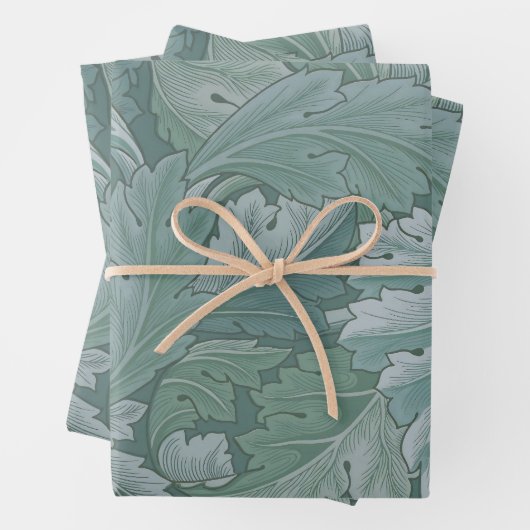 William Morris Acanthus Leaf Teal Blue Pattern ラッピングペーパーシート (インサイチュ)