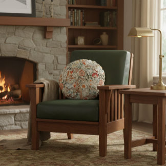 William Morris Acanthus Mission Style Accent  ラウンドクッション