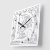 William Morris Alphabet "D"正方形の壁時計 スクエア壁時計 (傾斜)