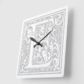 William Morris Alphabet "E"正方形の壁時計 スクエア壁時計 (傾斜)