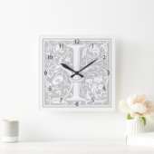 William Morris Alphabet "I" Square Wall Clock スクエア壁時計 (ホーム)