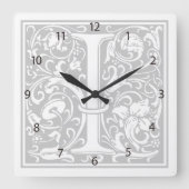 William Morris Alphabet "I" Square Wall Clock スクエア壁時計 (正面)