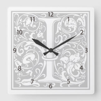 William Morris Alphabet "I" Square Wall Clock スクエア壁時計
