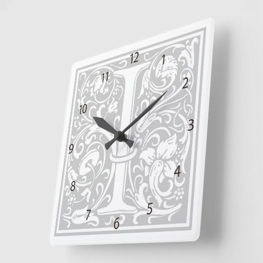William Morris Alphabet "I" Square Wall Clock スクエア壁時計 (傾斜)