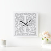 William Morris Alphabet "I" Square Wall Clock スクエア壁時計 (ホーム)