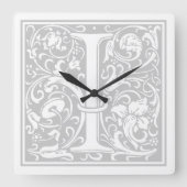William Morris Alphabet "I" Square Wall Clock スクエア壁時計 (正面)