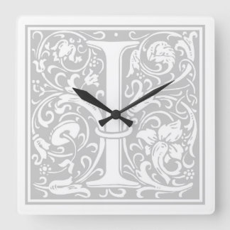 William Morris Alphabet "I" Square Wall Clock スクエア壁時計