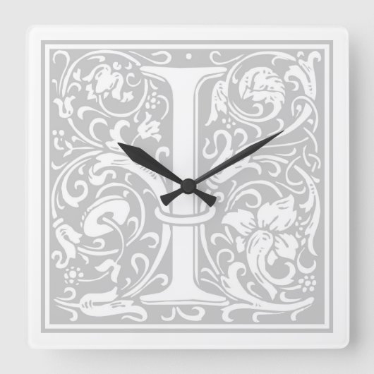 William Morris Alphabet "I" Square Wall Clock スクエア壁時計 (正面)