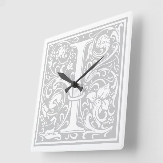William Morris Alphabet "I" Square Wall Clock スクエア壁時計 (傾斜)