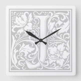 William Morris Alphabet "J"正方形の壁時計 スクエア壁時計