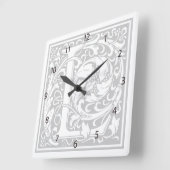 William Morris Alphabet "L"正方形の壁時計 スクエア壁時計 (傾斜)