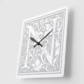 William Morris Alphabet "N"平方ウォールクロック スクエア壁時計 (傾斜)