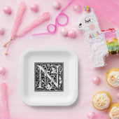William Morris Alphabet “N” Paper Plates ペーパープレート (パーティー)