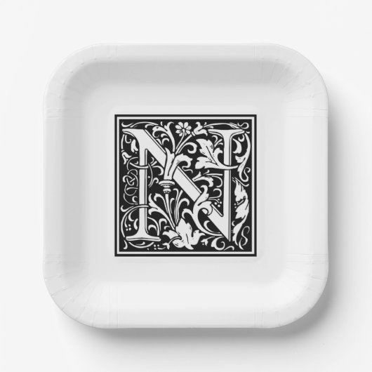William Morris Alphabet “N” Paper Plates ペーパープレート (正面)