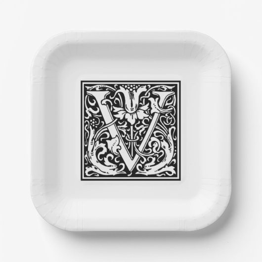 William Morris Alphabet “V” Paper Plates ペーパープレート (正面)