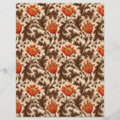 William Morris Anemone、ベージュ、ブラウン&ラストオレンジ (正面)