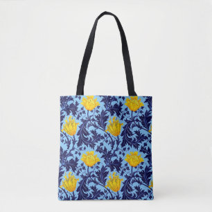 William Morris Anemone、海軍およびマスタードイエロー トートバッグ