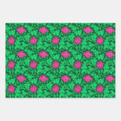 William Morris Anemone、金ゴールド、Red & Green ラッピングペーパーシート (正面3)