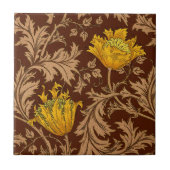 William Morris Anemone、Brown、Mustard金ゴールド タイル (正面)