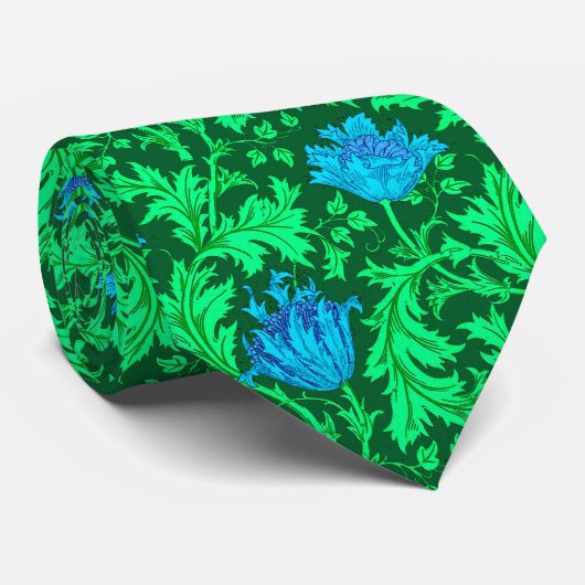 William Morris Anemone, Emerald Green & Turquoise ネクタイ (ロール)