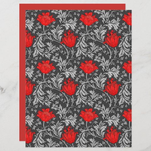 William Morris Anemone, Gray / Gray and Red (正面/裏面)