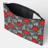 William Morris Anemone, Gray / Gray and Red アクセサリーポーチ (見開き)