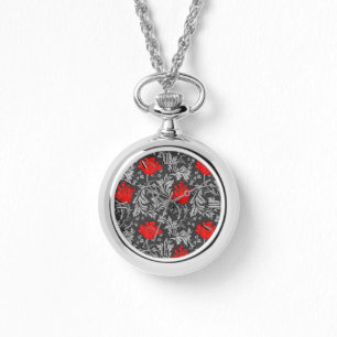 William Morris Anemone, Gray / Gray and Red 腕時計