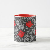 William Morris Anemone, Gray / Gray and Red Mug マグカップ (中央)