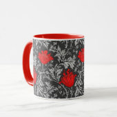 William Morris Anemone, Gray / Gray and Red Mug マグカップ (正面左)