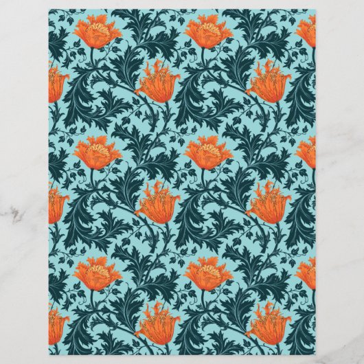 William Morris Anemone、Indigo Blue、Coral (正面)