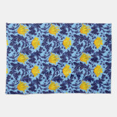 William Morris Anemone, Navy, Sky Blue and Yellow キッチンタオル (横)