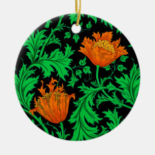 William Morris Anemone、Orange、Green、Black セラミックオーナメント