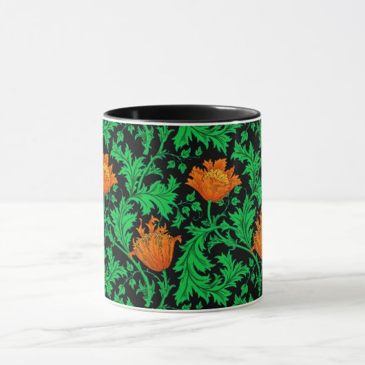 William Morris Anemone、Orange、Green、Black マグカップ (中央)