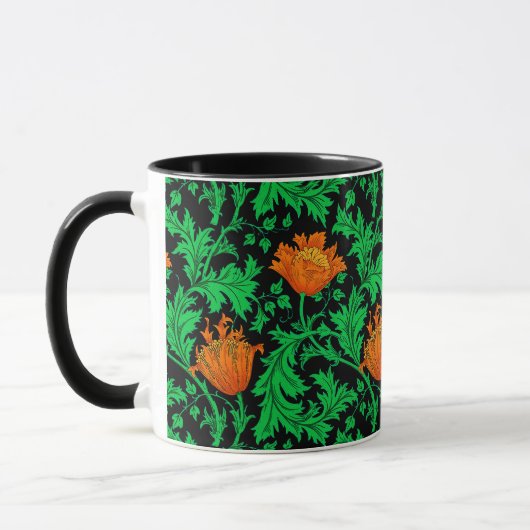 William Morris Anemone、Orange、Green、Black マグカップ (左)