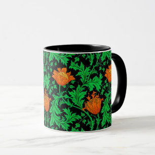 William Morris Anemone、Orange、Green、Black マグカップ