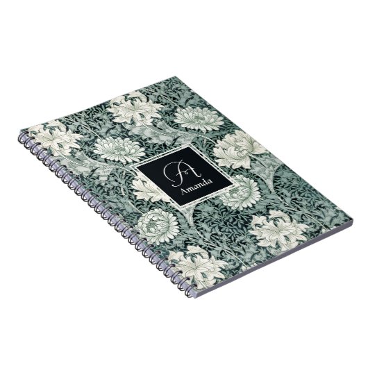 William Morris Anemone Pattern with Monogram ノートブック (右側)