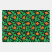 William Morris Anemone、Rust、金ゴールド、Black ラッピングペーパーシート (正面3)