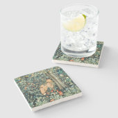 William Morris Antique Fox Forest Tapestry Art ストーンコースター (横)