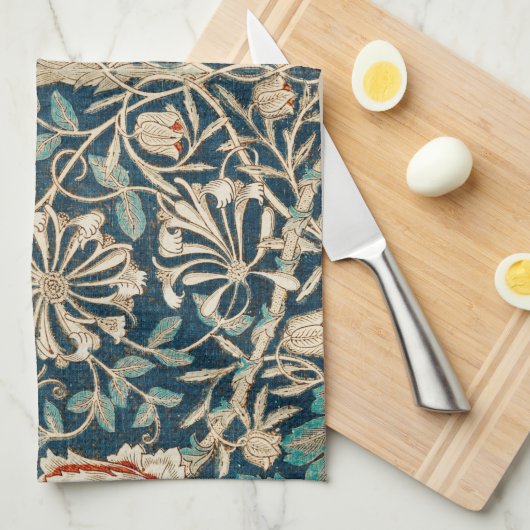 William Morris Antique Honeysuckle Floral キッチンタオル (四つ折り)
