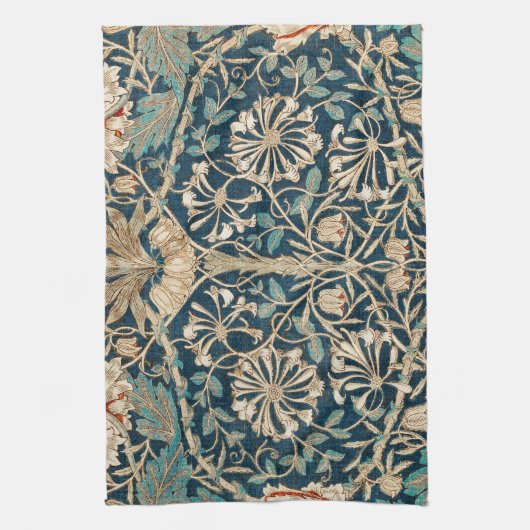 William Morris Antique Honeysuckle Floral キッチンタオル (縦)