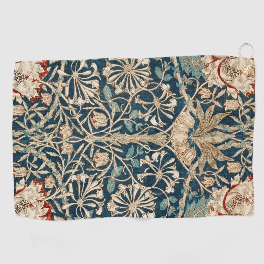 William Morris Antique Honeysuckle Floral ゴルフタオル (横)