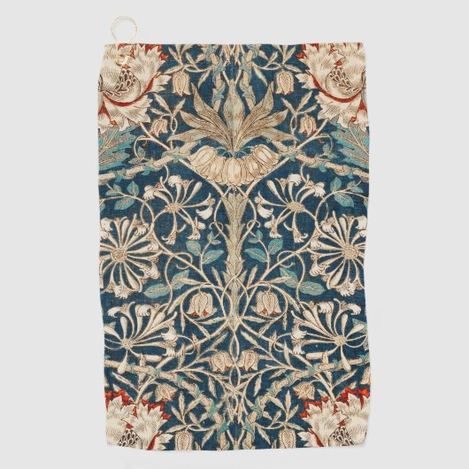 William Morris Antique Honeysuckle Floral ゴルフタオル (正面)