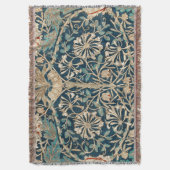 William Morris Antique Honeysuckle Floral スローブランケット (正面縦)