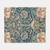William Morris Antique Honeysuckle Floral フリースブランケット (正面(横))