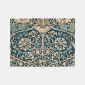 William Morris Antique Honeysuckle Floral フリースブランケット (正面(横))