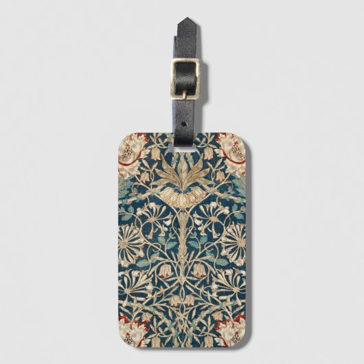 William Morris Antique Honeysuckle Floral ラゲッジタグ (正面縦)