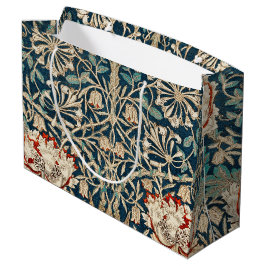 William Morris Antique Honeysuckle Floral ラージペーパーバッグ