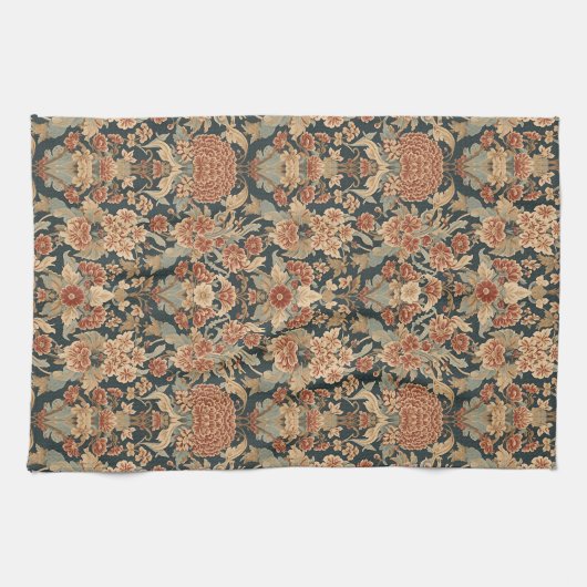 William Morris Antique Honeysuckle Floral Pattern キッチンタオル (横)